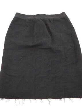 Lanvin Pencil Skirt Womens 40 Black Wool Linen Raw Hem‎ Made in France NWOT